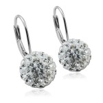 Stříbrné náušnice koule 10 mm s krystaly Swarovski®, Crystal
