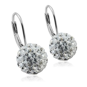 Stříbrné náušnice koule 10 mm s krystaly Swarovski®, Crystal