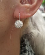Stříbrné náušnice koule 10 mm s krystaly Swarovski®, Crystal