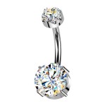 Luxusní piercing do pupíku s Moissanity 2.50ct, TITAN