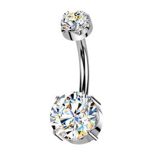 Luxusní piercing do pupíku s Moissanity 2.50ct, TITAN