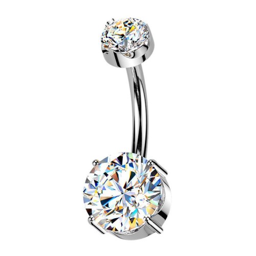 Luxusní piercing do pupíku s Moissanity 2.50ct, TITAN