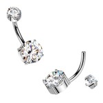 Luxusní piercing do pupíku s Moissanity 2.50ct, TITAN