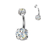 Luxusní piercing do pupíku s Moissanity 2.50ct, TITAN