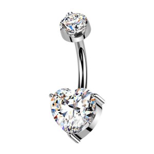 Luxusní piercing do pupíku s Moissanity 2.50ct, TITAN