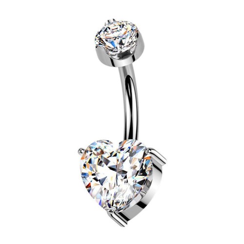 Luxusní piercing do pupíku s Moissanity 2.50ct, TITAN