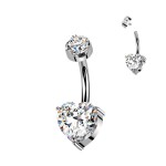 Luxusní piercing do pupíku s Moissanity 2.50ct, TITAN