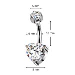 Luxusní piercing do pupíku s Moissanity 2.50ct, TITAN