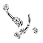 Luxusní piercing do pupíku s Moissanity 1.25ct, TITAN