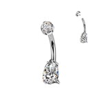 Luxusní piercing do pupíku s Moissanity 1.25ct, TITAN
