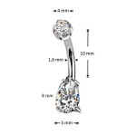 Luxusní piercing do pupíku s Moissanity 1.25ct, TITAN