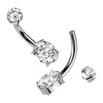 Luxusní piercing do pupíku s Moissanity 1.25ct, TITAN