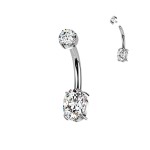 Luxusní piercing do pupíku s Moissanity 1.25ct, TITAN