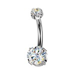 Luxusní piercing do pupíku s Moissanity 1.05ct, TITAN