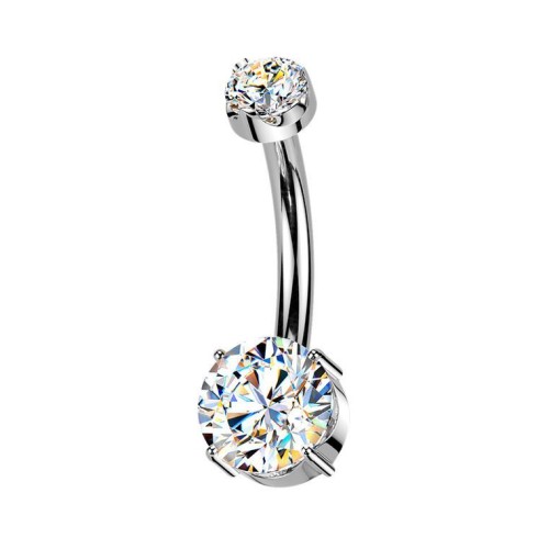 Luxusní piercing do pupíku s Moissanity 1.05ct, TITAN