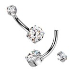 Luxusní piercing do pupíku s Moissanity 1.05ct, TITAN