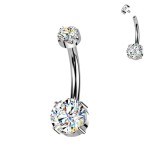 Luxusní piercing do pupíku s Moissanity 1.05ct, TITAN