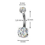 Luxusní piercing do pupíku s Moissanity 1.05ct, TITAN