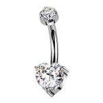 Luxusní piercing do pupíku s Moissanity 1.00ct, TITAN