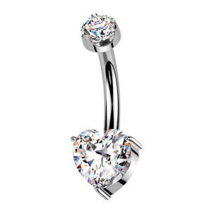 Luxusní piercing do pupíku s Moissanity 1.00ct, TITAN