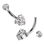 Luxusní piercing do pupíku s Moissanity 1.00ct, TITAN