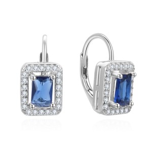 Dámské stříbrné náušnice s modrými kameny