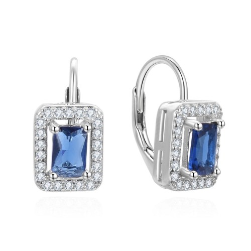 Dámské stříbrné náušnice s modrými kameny