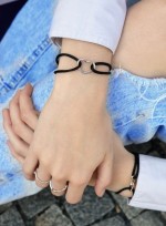 Kabbalah náramek se stříbrným srdcem 13093.3 black