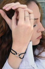 Kabbalah náramek se stříbrným srdcem 13093.3 black