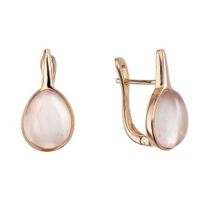 Pozlacené náušnice kapky s pravým růženínem 11730.3 rose gold
