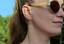 Pozlacené náušnice kapky s pravým růženínem 11730.3 rose gold