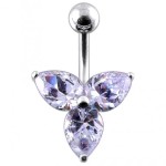 Stříbrný piercing do pupíku - kytička (čirá)