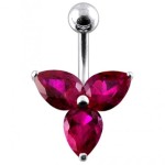 Stříbrný piercing do pupíku - kytička (čirá)