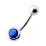 Stříbrný piercing do pupíku se zirkonem (růžová)