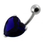Stříbrný piercing do pupíku - srdíčko (fialová)