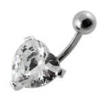 Stříbrný piercing do pupíku - srdíčko (fialová)