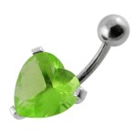 Stříbrný piercing do pupíku - srdíčko (fialová)