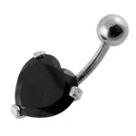Stříbrný piercing do pupíku - srdíčko (fialová)
