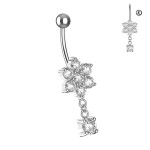 Stříbrný visací piercing do pupíku (tyrkysová)