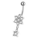 Stříbrný visací piercing do pupíku (tyrkysová)