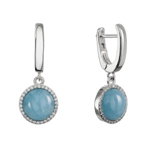 Stříbrné visací náušnice s pravým akvamarínem 11734.3