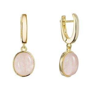 Pozlacené visací náušnice s pravým růženínem 11737.3