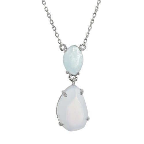 Stříbrný náhrdelník s akvamarínem a chalcedonem 12161.3