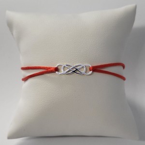 Červený textilní náramek keltský uzel, Ag 925