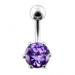 Stříbrný piercing do pupíku se zirkonem (růžová)