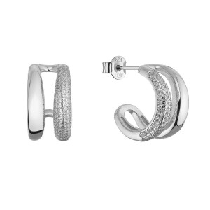 Stříbrné dvojité kruhy se zirkony 11770.1