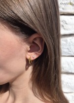 Zlacené ocelové náušnice čiré trojúhelníčky (3 mm)