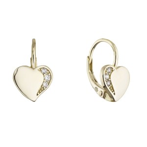 Pozlacené visací náušnice srdíčka 11785.1