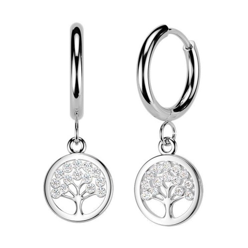 Visací ocelové náušnice strom života