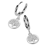 Visací ocelové náušnice strom života